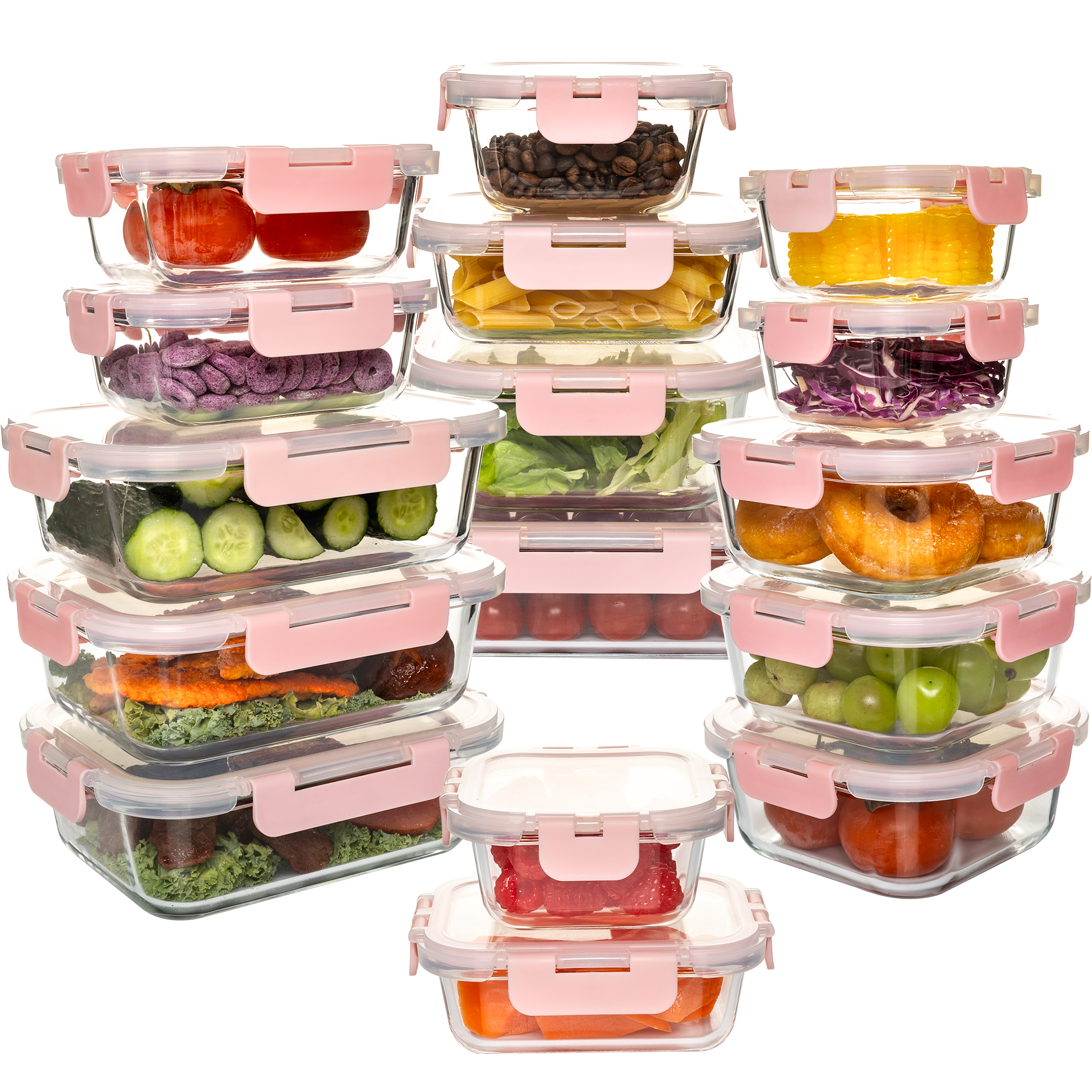 Kitchen Gadgets Organizer - 16-Piece Glass Food Storage Containers Set,