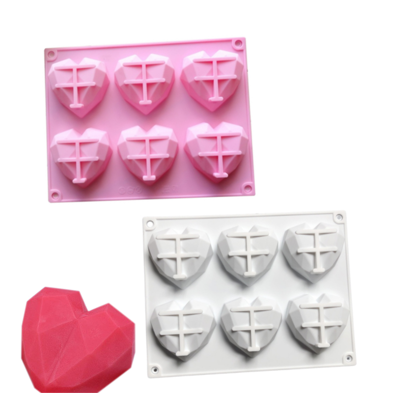 Quality Kitchen Gadgets - 3D 6 Cavity Diamond Love Silicone