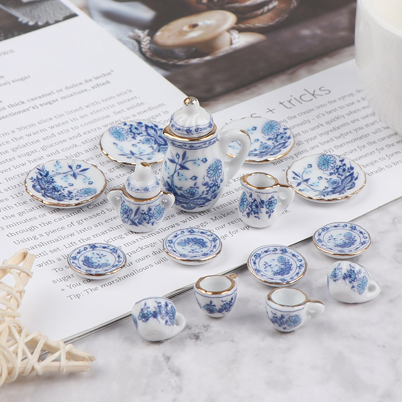 Kitchen Gadgets Kids - 15Pcs 1:12 Miniature Porcelain Tea Cup