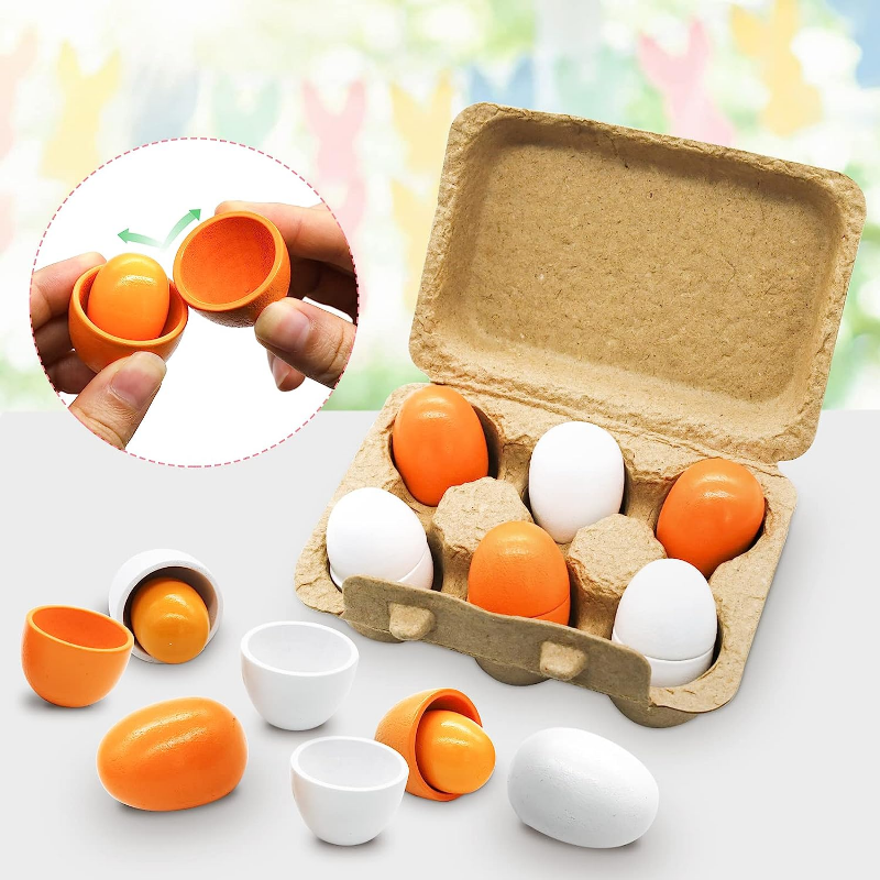 Kitchen Gadgets Kids - 6Pcs Wooden Eggs Toy Egg Kitchen