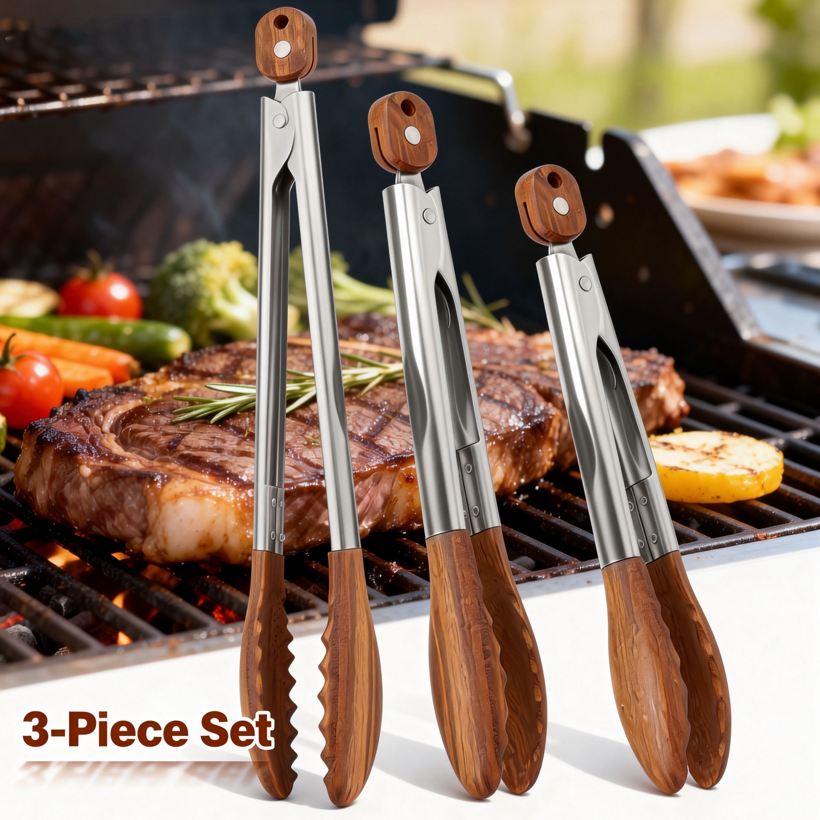 2/3 Pcs Food Tongs Walnut Wood - Kitchen Gadgets Pakistan บทวิจารณ์และราคา