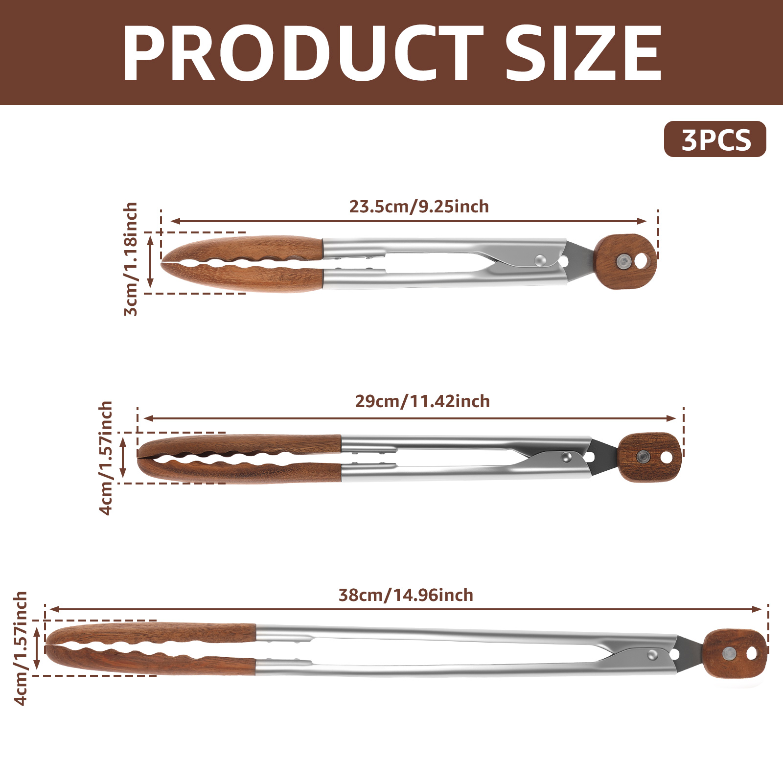 2/3 Pcs Food Tongs Walnut Wood - Kitchen Gadgets Pakistan บทวิจารณ์และราคา