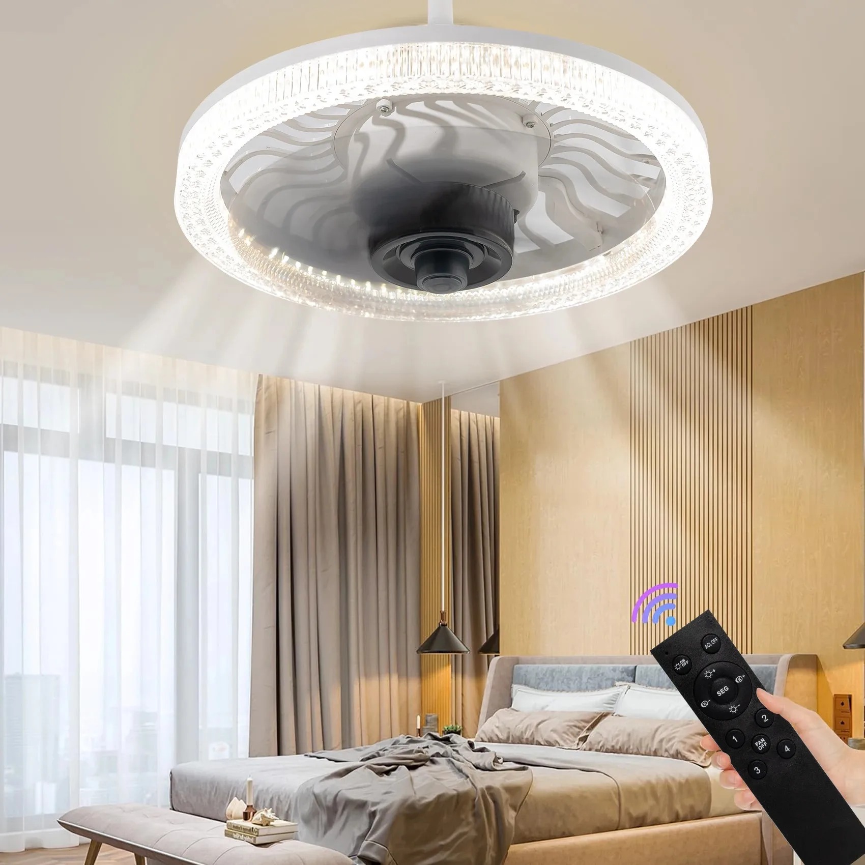 Smart LED Ceiling Fan Light wi - Kitchen Gadgets Smart บทวิจารณ์และราคา