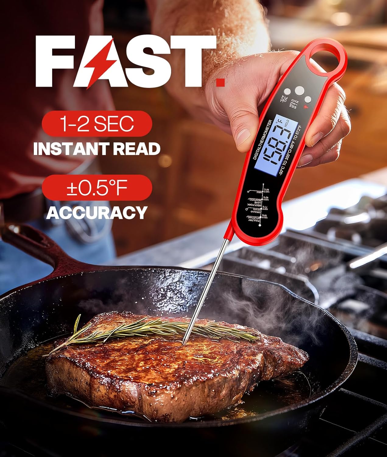 Meat Thermometer Digital – Ins - Kitchen Gadgets Gifts For Him บทวิจารณ์และราคา