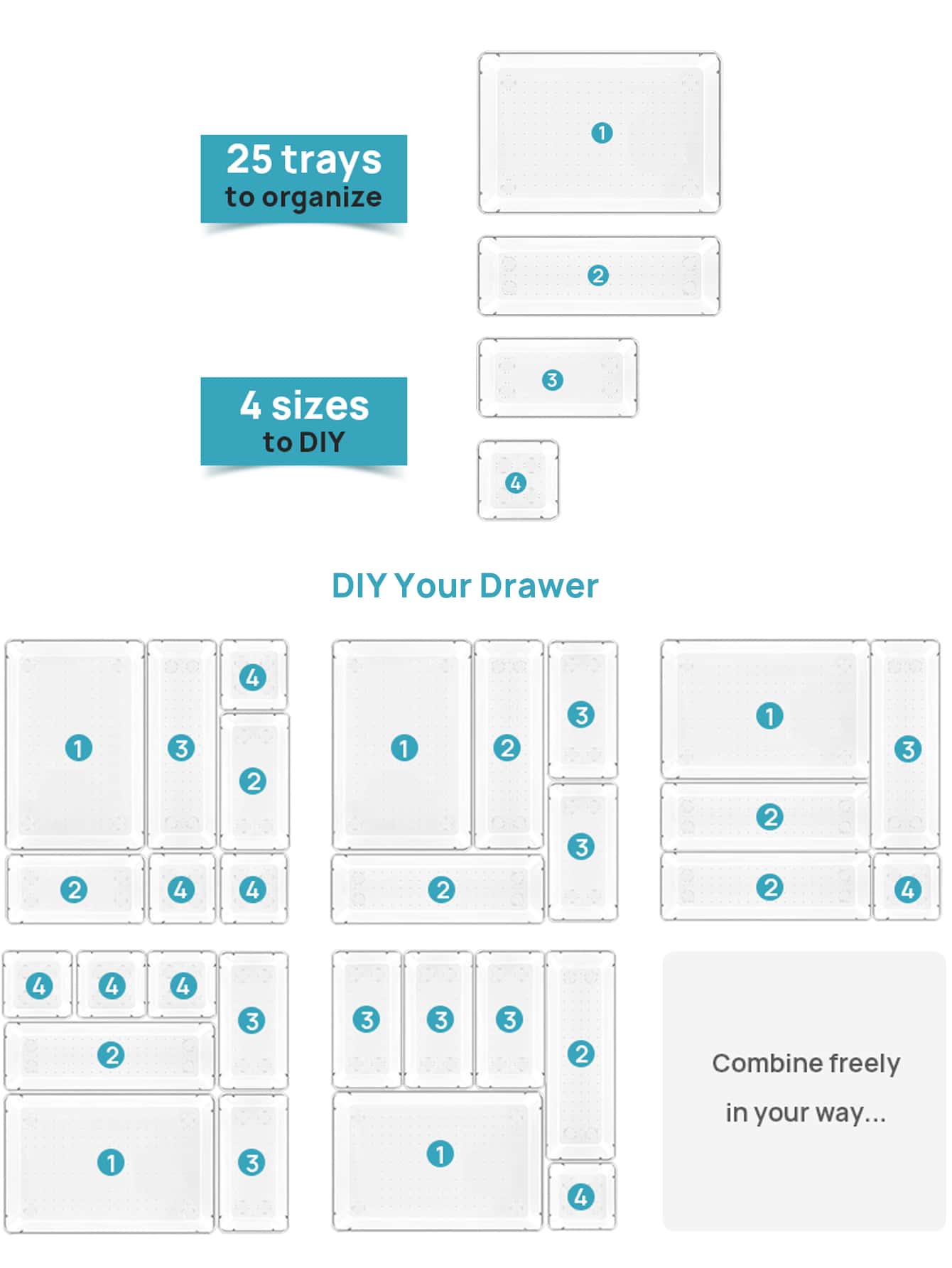 8/25 PCS Clear Plastic Drawer  - Kitchen Gadgets And Utensils บทวิจารณ์และราคา