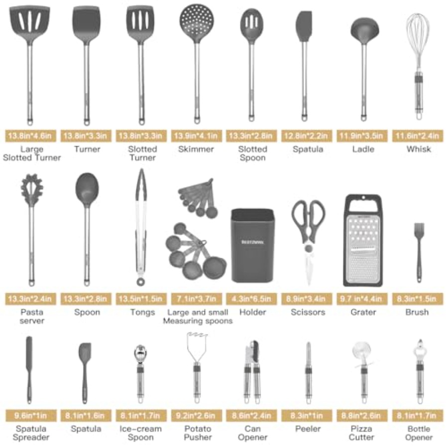 Kitchen Utensil Set-Silicone C - Kitchen Gadgets And Utensils บทวิจารณ์และราคา