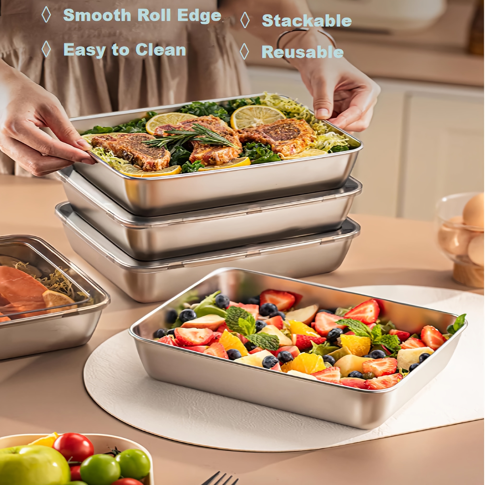 3pcs Stainless Steel Food Cont - Kitchen Gadgets Plus บทวิจารณ์และราคา