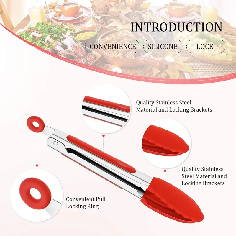 1pc Silicone Food Tongs Stainl - Kitchen Gadgets Gifts บทวิจารณ์และราคา